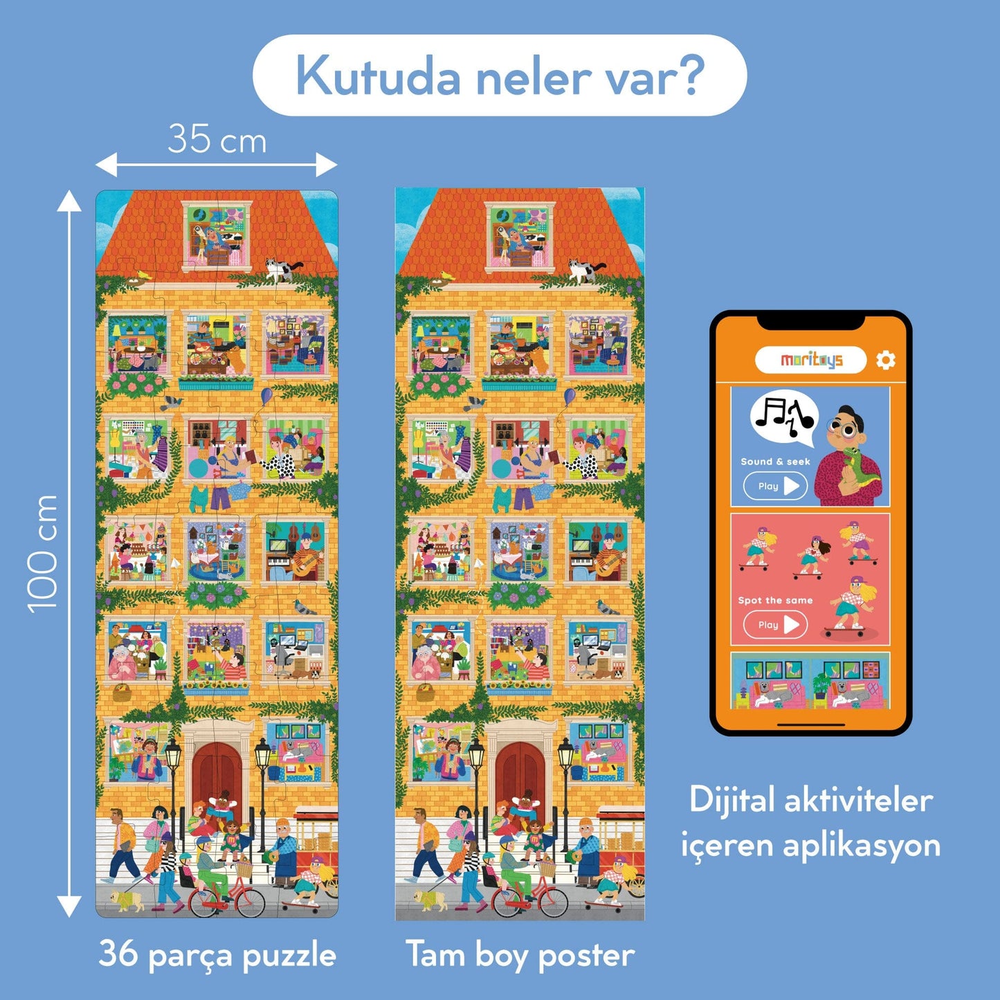 Meet My Neighbours - 36 Parça XXL Dev Yapboz, Poster & Dijital Aktiviteler moritoys