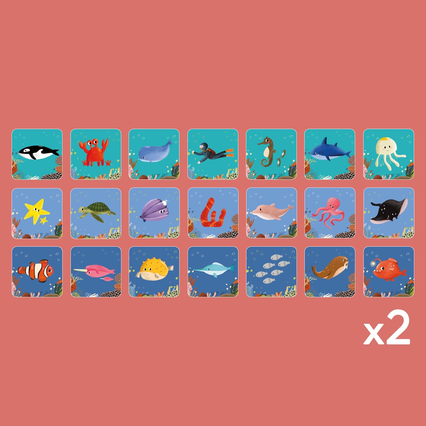 Memory Card Game 42 Kartlı Hafıza ve Eşleştirme Oyunu: Su altı moritoys
