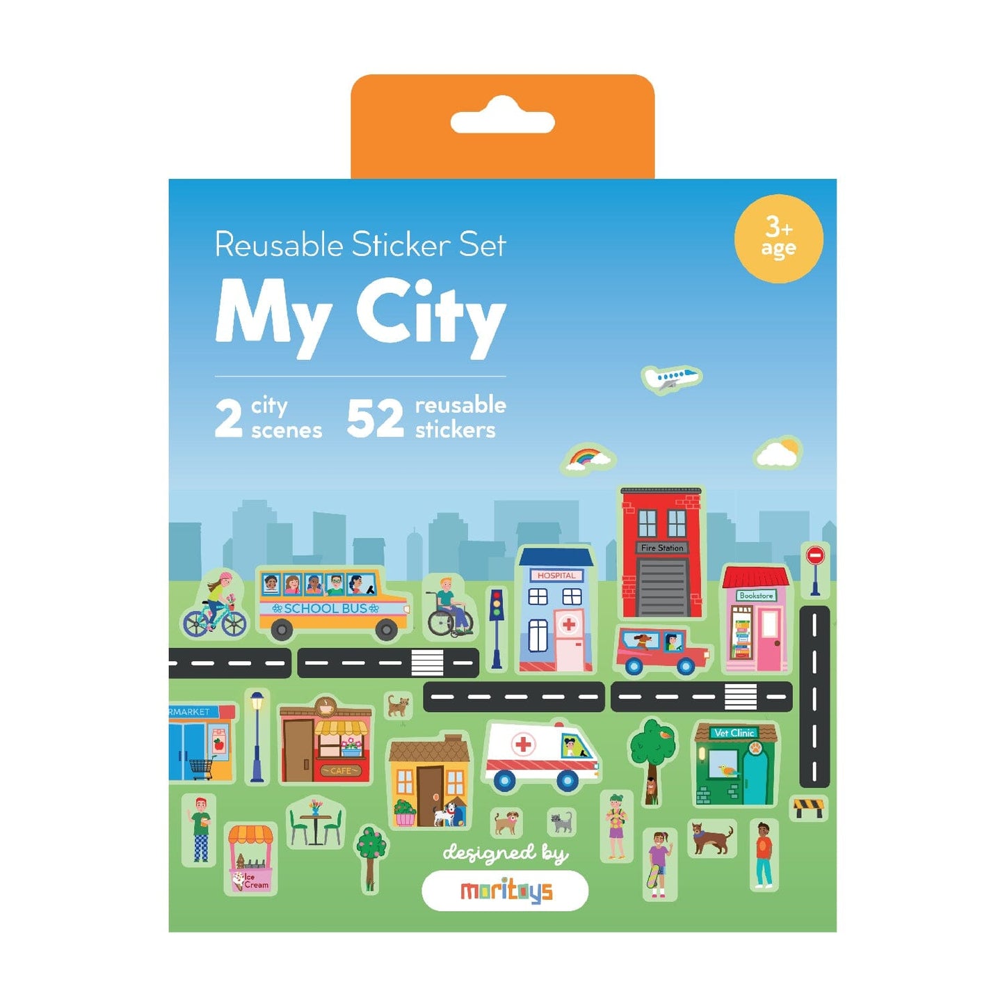 Reusable Sticker Set: My City - Tak Çıkar Çıkartma Oyunu moritoys