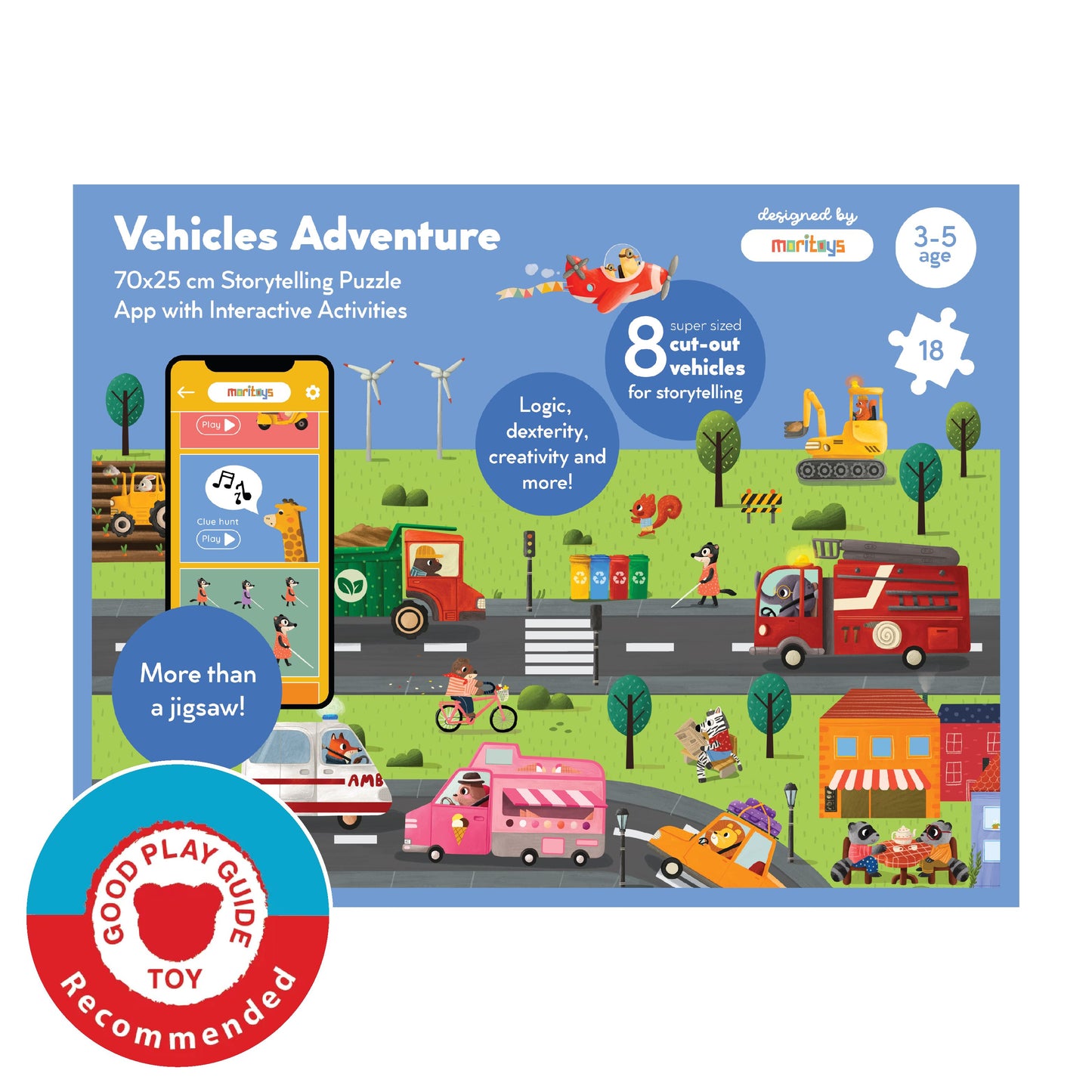 Vehicles Adventure: 18 Parça Yapboz, 8 Adet Oynanabilir Araç & Dijital Aktiviteler moritoys 