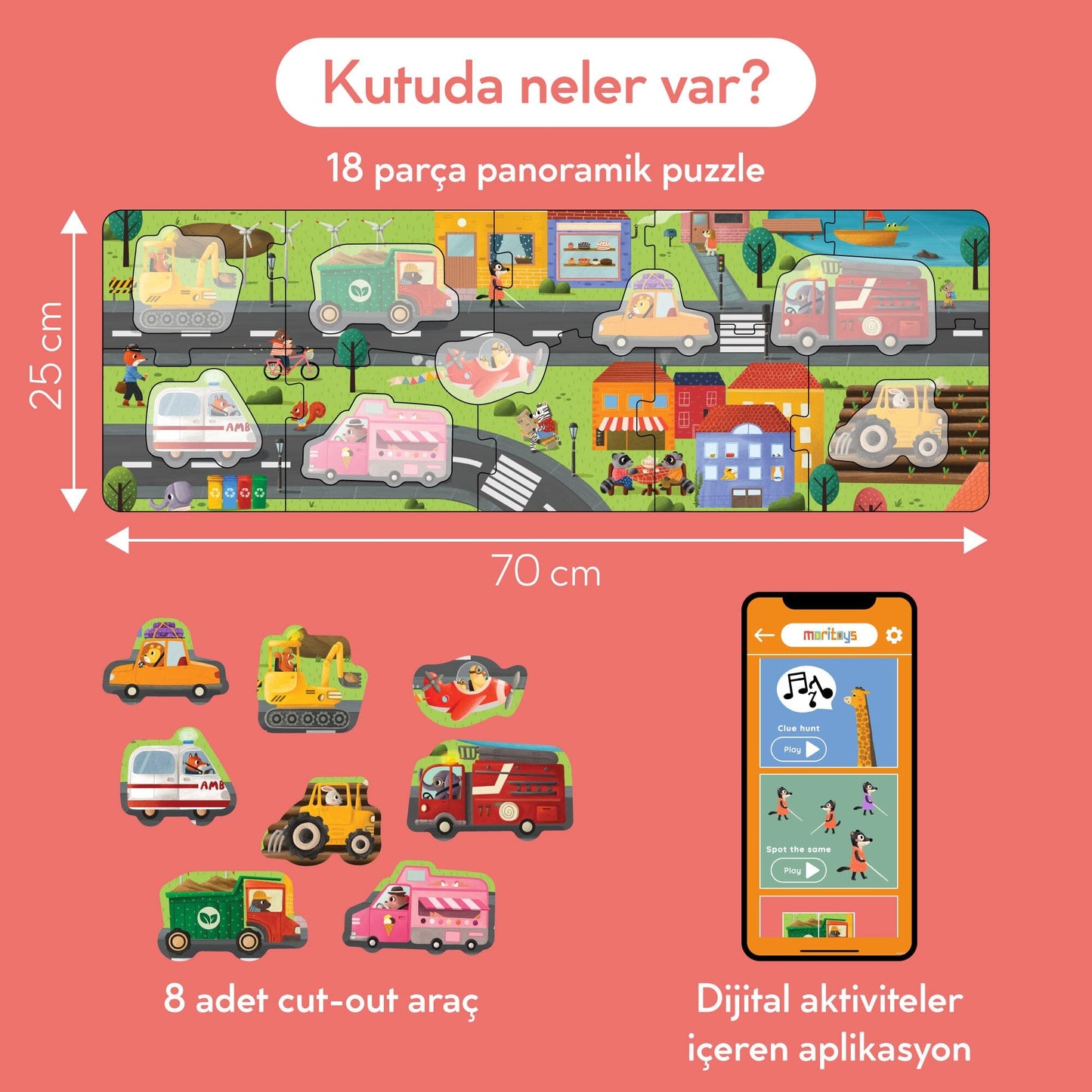 Vehicles Adventure: 18 Parça Yapboz, 8 Adet Oynanabilir Araç & Dijital Aktiviteler moritoys
