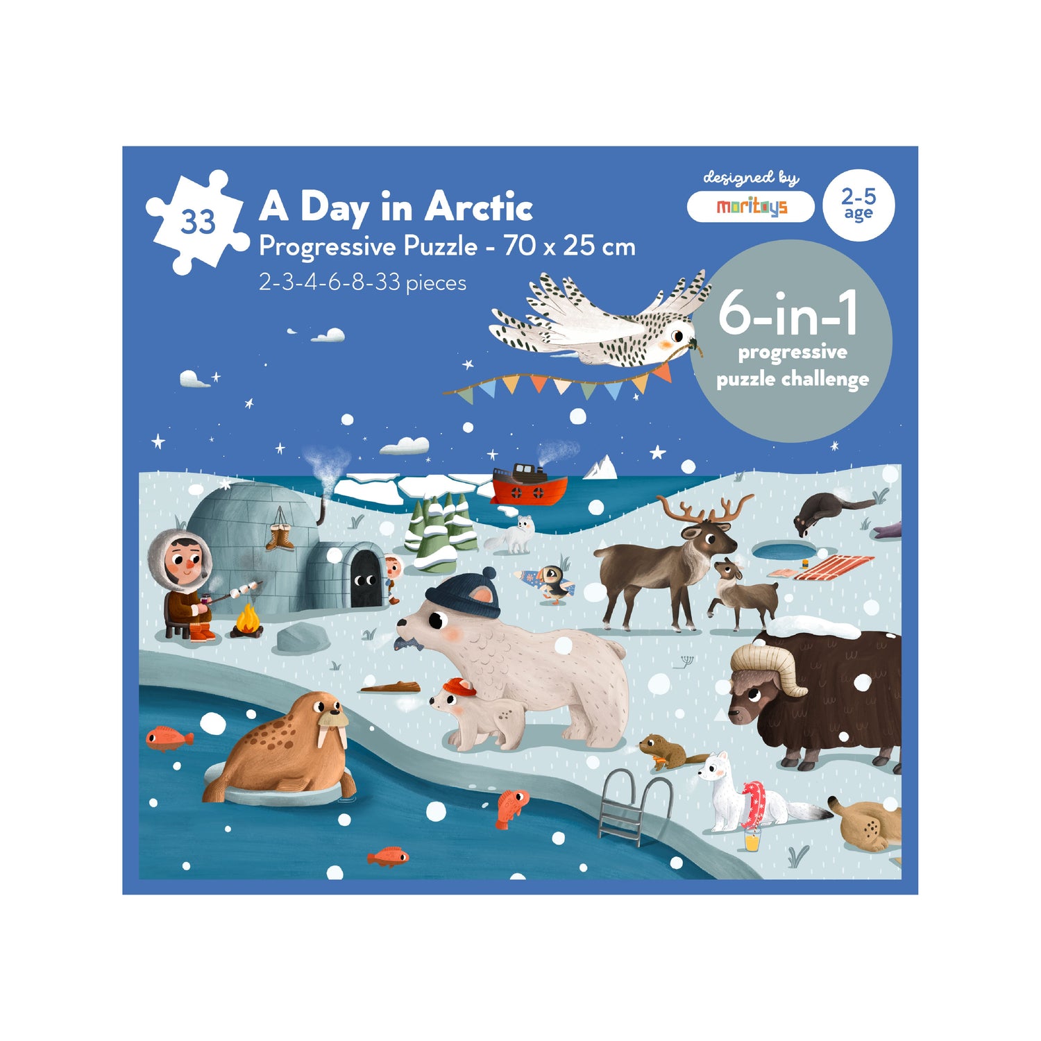 A Day in Arctic - 6-in-1 Progressive Puzzle moritoys