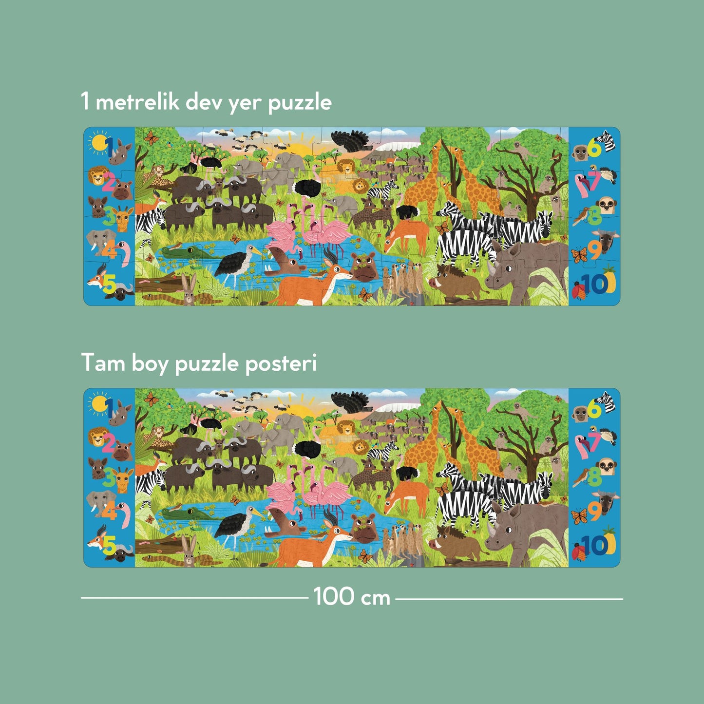 African Savanna - 36 Parça XXL Dev Puzzle, Gözlem ve Sayma Oyunu & Posteri moritoys
