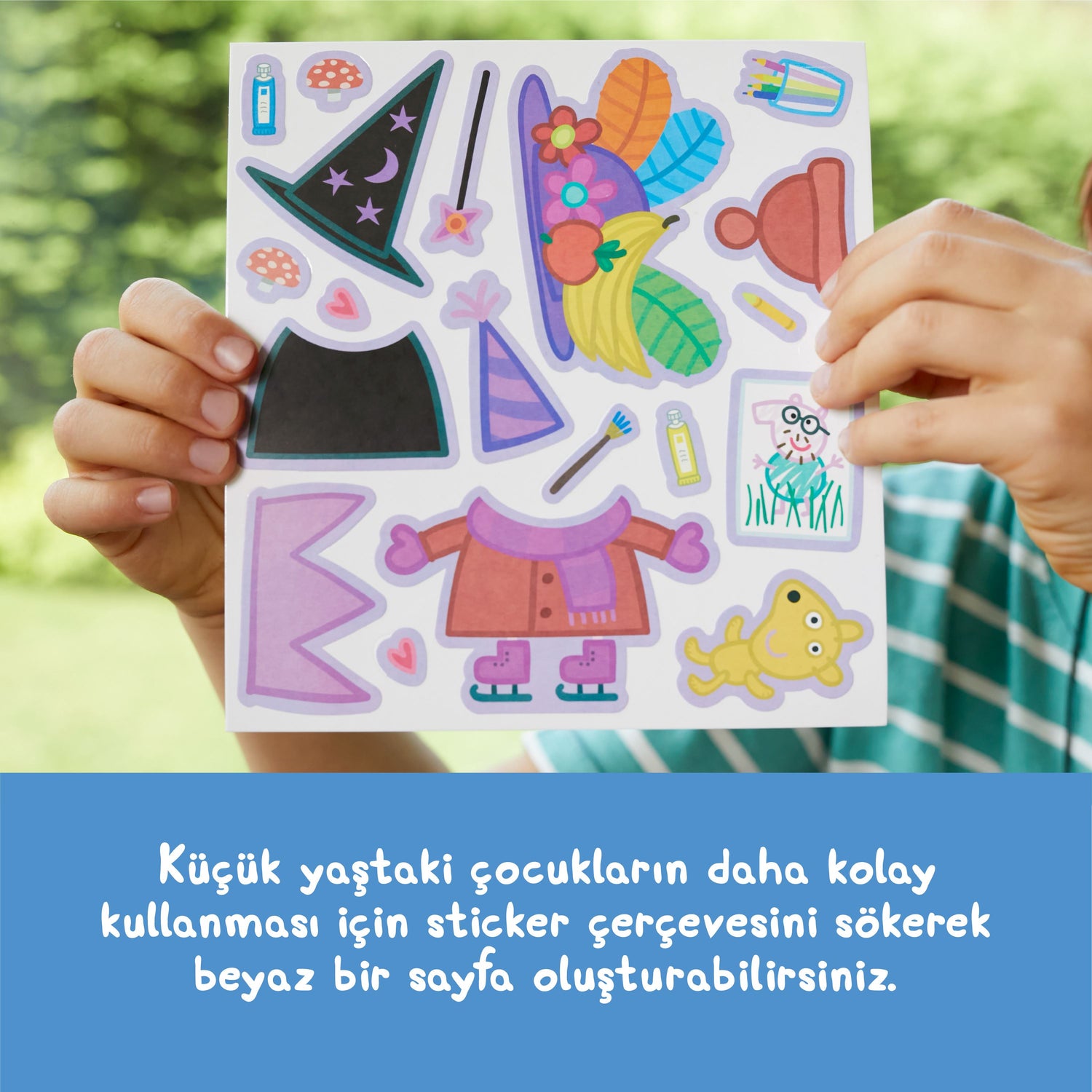 Dress-Up Reusable Sticker Set: Peppa Pig'in Tarzını Belirle 80 çıkartma 2 sahne moritoys 