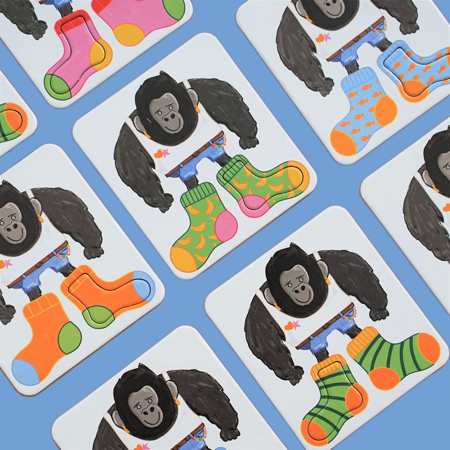 Giant Socks Gorilla 40 Kartlı Hafıza, Eşleştirme ve Puzzle Oyunu moritoys