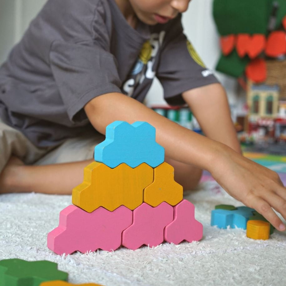 Honeycomb Wood Blocks 20 Parça Renkli Ahşap Blok Seti moritoys
