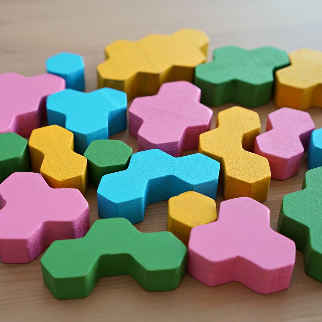 Honeycomb Wood Blocks 20 Parça Renkli Ahşap Blok Seti moritoys