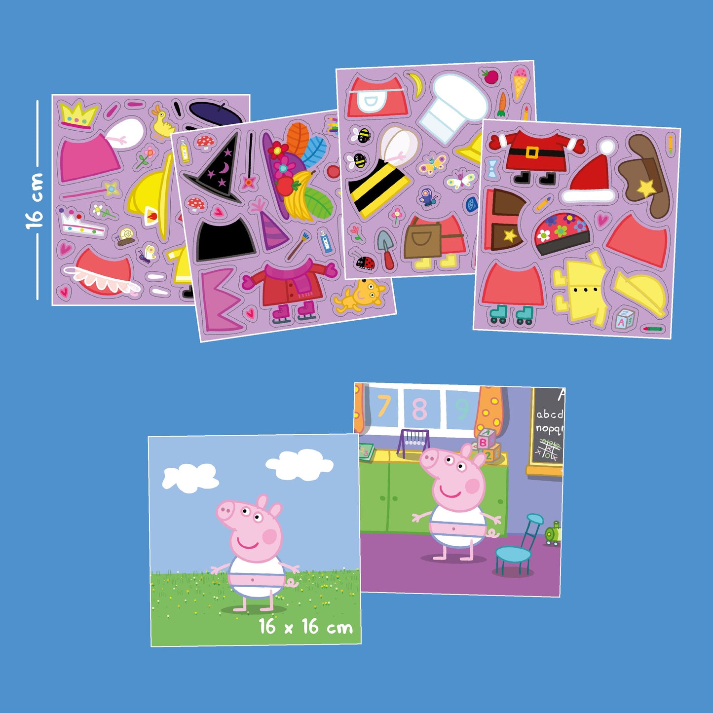 ÖN SİPARİŞ: Peppa Pig Dress-Up Reusable Sticker Set: 80 çıkartma 2 sahne moritoys