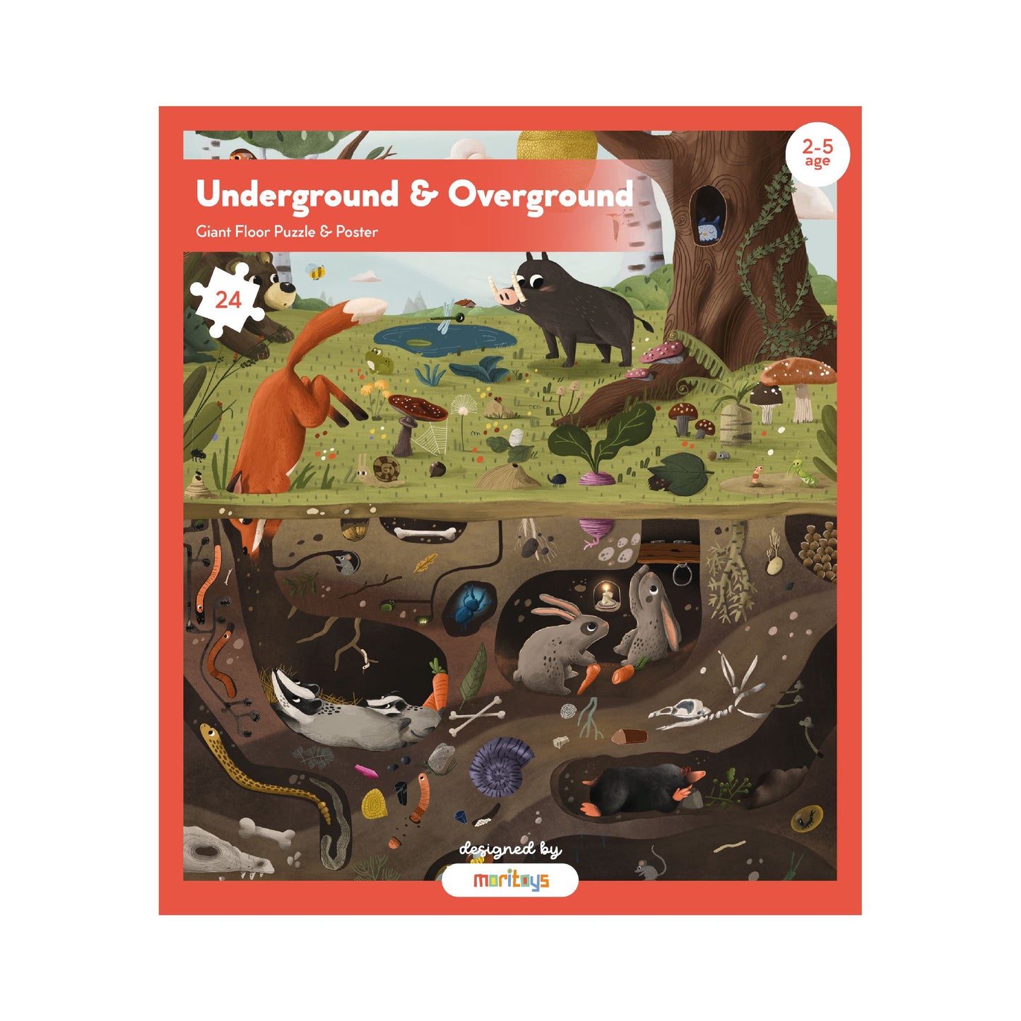 ÖN SİPARİŞ: Underground & Overground Puzzle - 24 Parça Dev Yer Puzzle ve Posteri moritoys