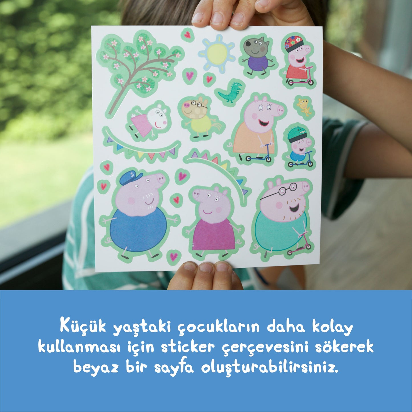 Outdoor Fun Reusable Sticker Set: Peppa Pig ile sınırsız sahne yarat - 110 çıkartma 2 sahne moritoys