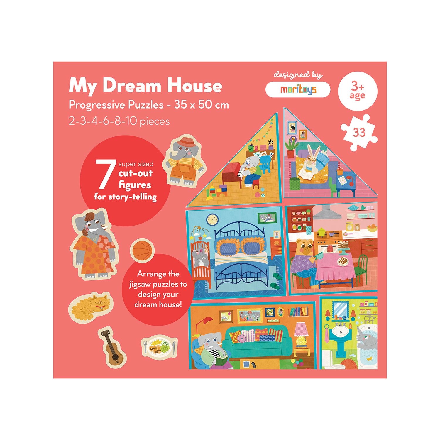 My Dream House: 6 in 1 Puzzle ( 2-3-4-6-8-10 Parça Yapboz) ile Hayalindeki Evi İnşa Et moritoys 
