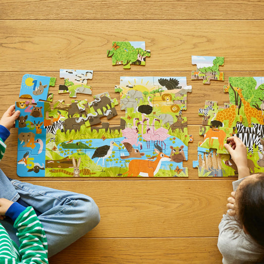 African Savanna - 36 Parça XXL Dev Puzzle, Gözlem ve Sayma Oyunu & Posteri moritoys