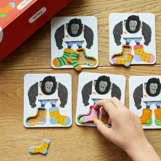 Giant Socks Gorilla 40 Kartlı Hafıza, Eşleştirme ve Puzzle Oyunu moritoys 