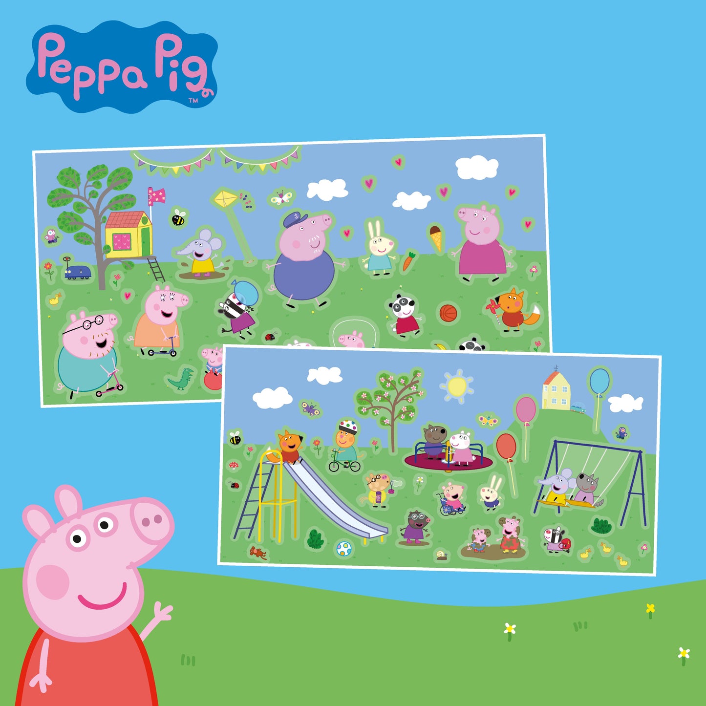 ÖN SİPARİŞ: Peppa Pig Reusable Sticker Set: Outdoor Fun - 110 çıkartma 2 sahne moritoys 