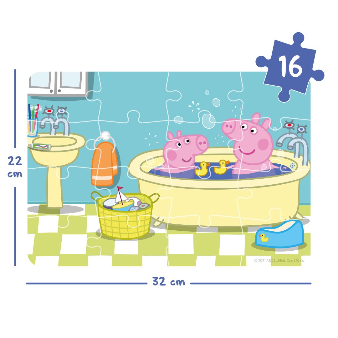 Peppa Pig: A happy day (12 - 16 - 24 Parça) 3'lü Puzzle Seti moritoys 