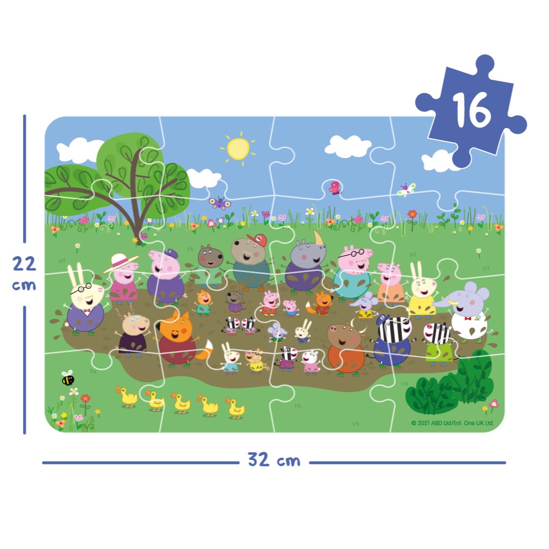 Peppa Pig: Outdoor Fun (12 - 16 - 24 Parça) 3'lü Puzzle Seti moritoys 