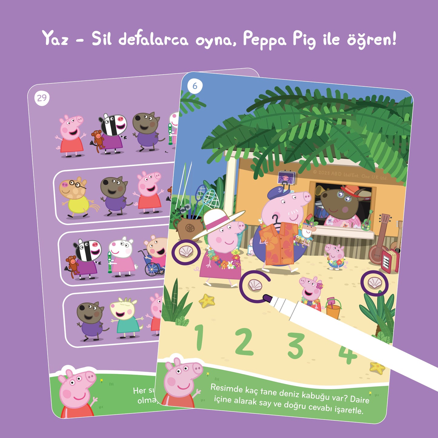 Peppa Pig Yaz - Sil Aktivite Seti 1: Matematiksel Düşünme, Görsel Algı ve İnce Motor Becerileri moritoys 